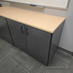 Blonde and Grey 2 Door Storage Cabinet, Locking